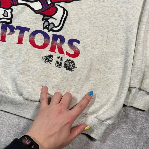 Toronto Raptors Sweatshirt Mens XL Grey Vintage 90s Ravens Athletic NBA Crewneck - Picture 4 of 15
